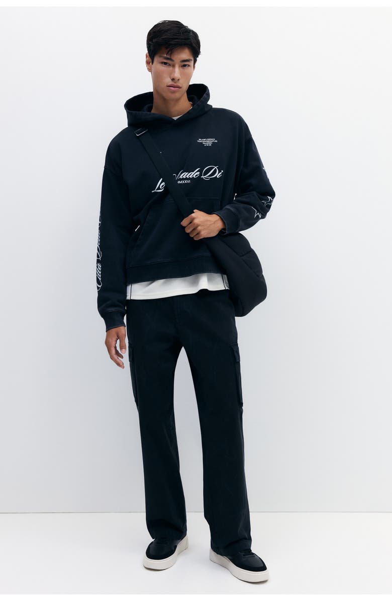 H&M Relaxed Fit Cargo Trousers, Main, color, Washed Black