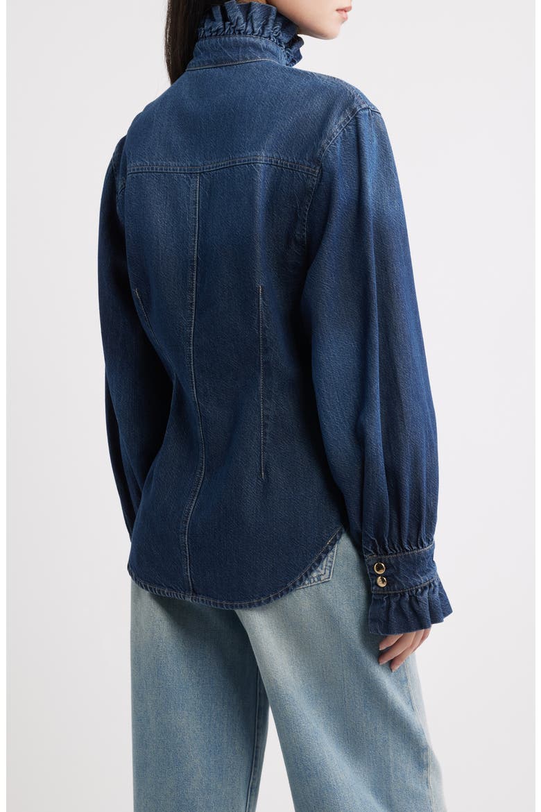 DL Aura Ruffle Denim Shirt, Alternate, color, FALL BLUES AURA