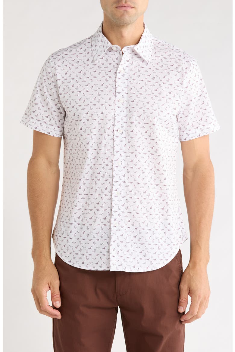 Slim Fit Stretch Cotton Poplin Button-Up Shirt, Main, color, DINO X-RAY V5 C4