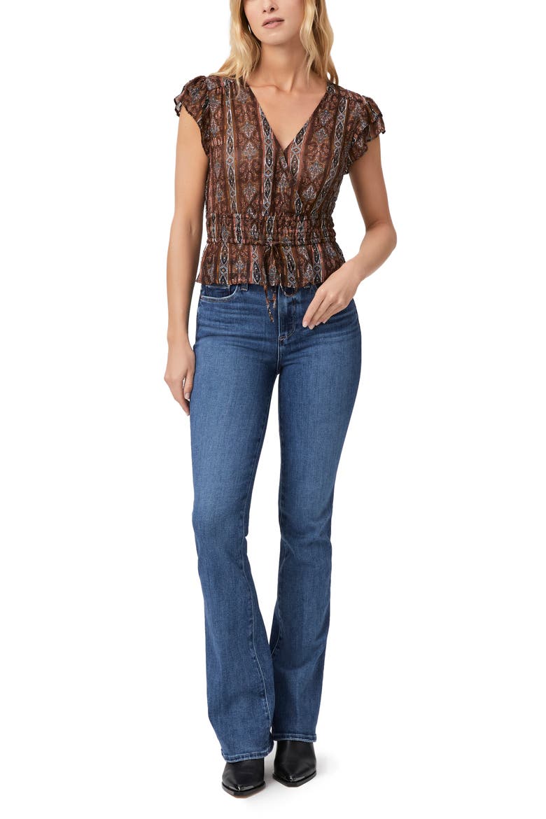 Pancetta Smocked Waist Silk Blend Top, Alternate, color, LANDSLIDE MULTI