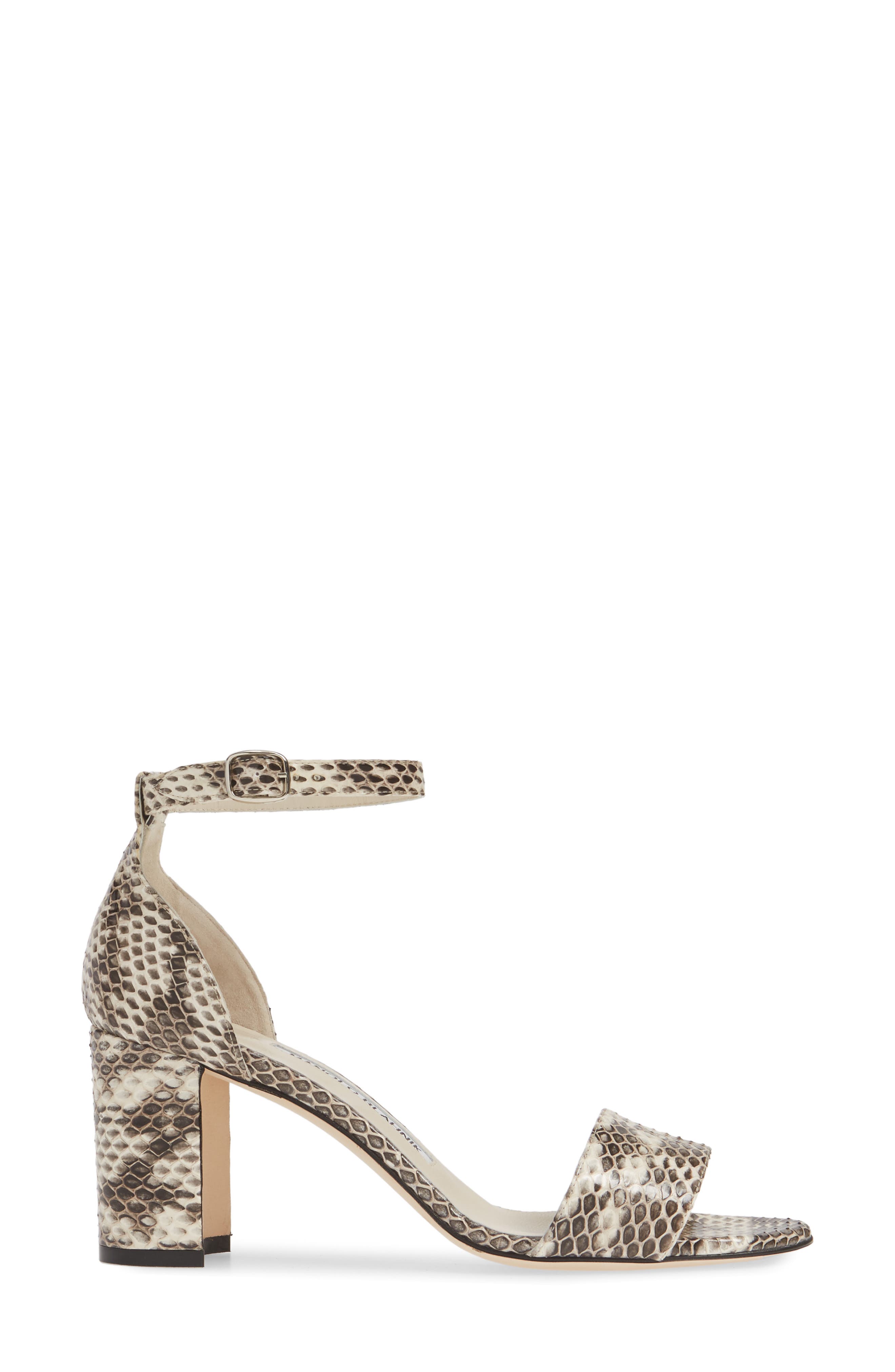 Manolo Blahnik Laurato Genuine Snakeskin Sandal, Alternate, color, 