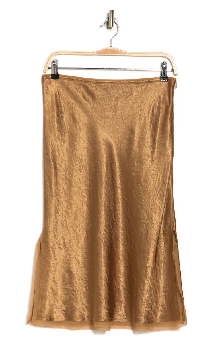 Vince Chiffon Trim Satin Bias Skirt, Alternate, color, Nile