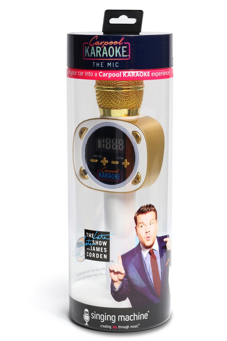 Carpool Karaoke The Mic Bluetooth® Microphone, Alternate, color, WHITE/GOLD