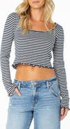 Roxy Waterside Stripe Cotton Pointelle Crop T-Shirt