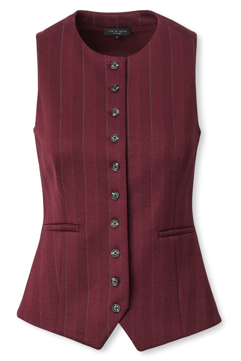 Irina Ponte Jacquard Long Vest, Alternate, color, BURGUNDY MULTI