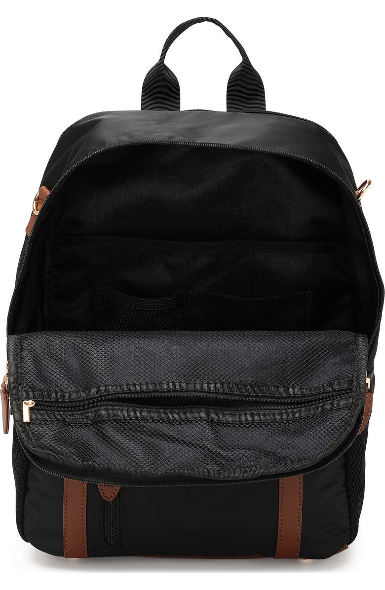 ELLE Luxe Journey 18L Twill and Vegan Leather Backpack, Alternate, color, Black
