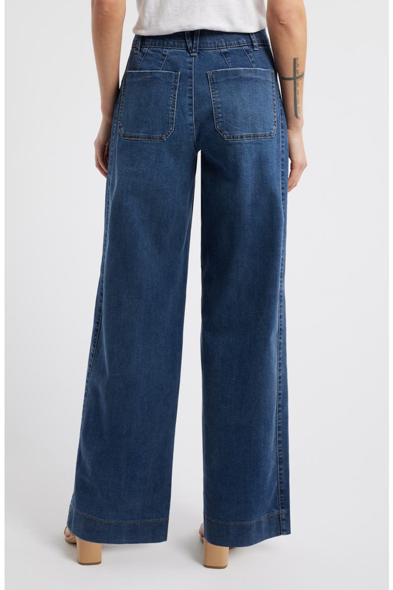 Patch Pocket High Waist Wide Leg Jeans, Alternate, color, BLUE