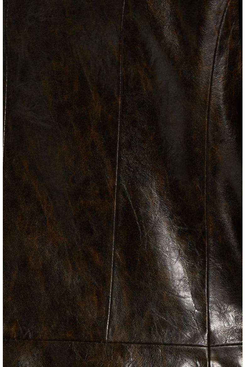 Rustic Faux Leather Blazer, Alternate, color, DARK BROWN