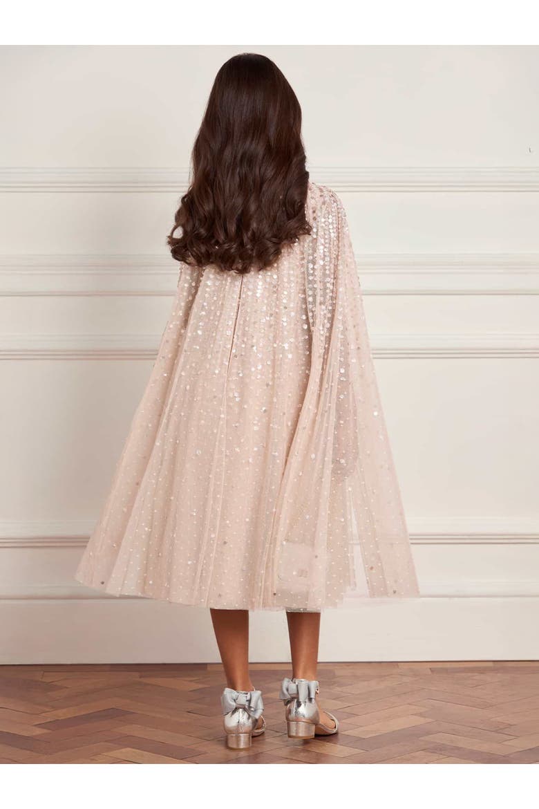Moonlight Sequin Cape Kids DressBig Kid, Alternate, color, Oyster