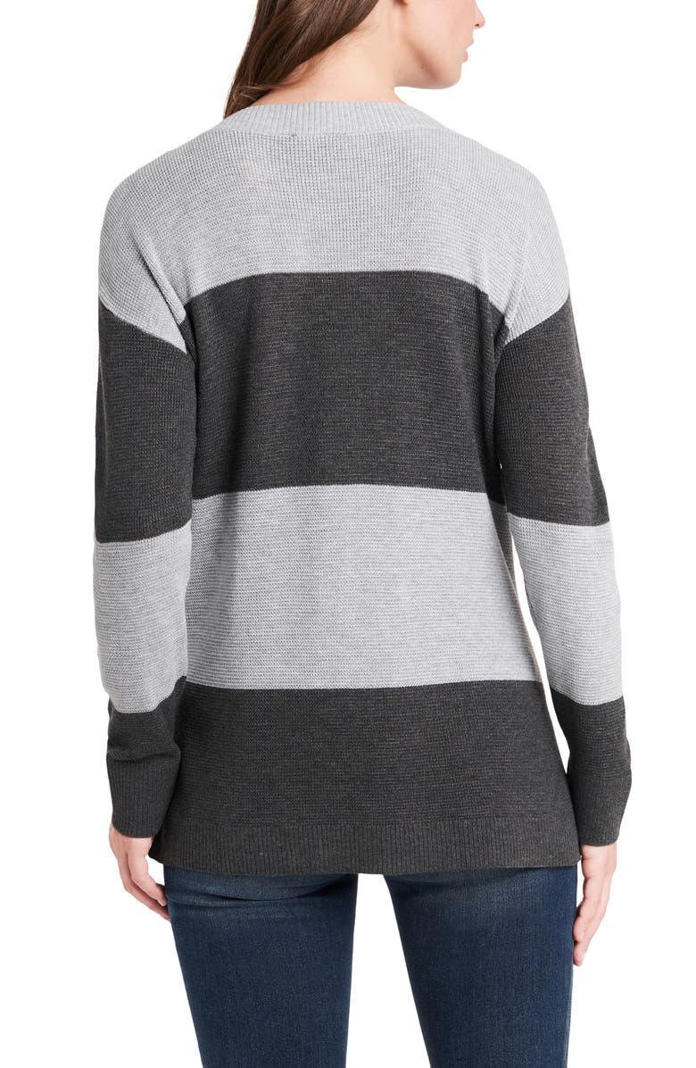 Vince Camuto Button Shoulder Stripe Sweater, Alternate, color,