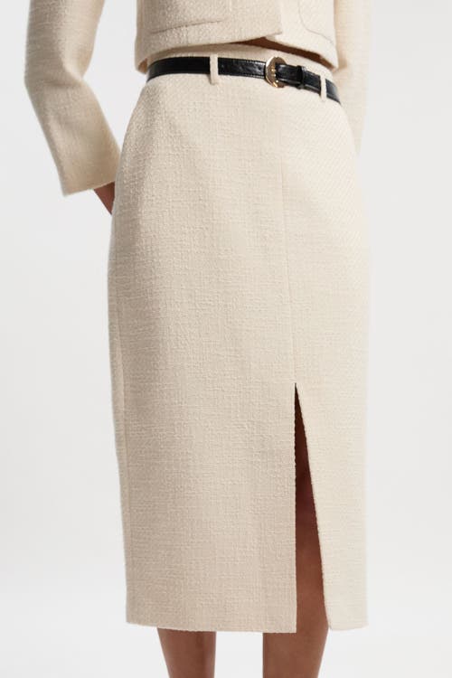 Karen Millen Petite Tweed Belted Pencil Skirt In Neutral