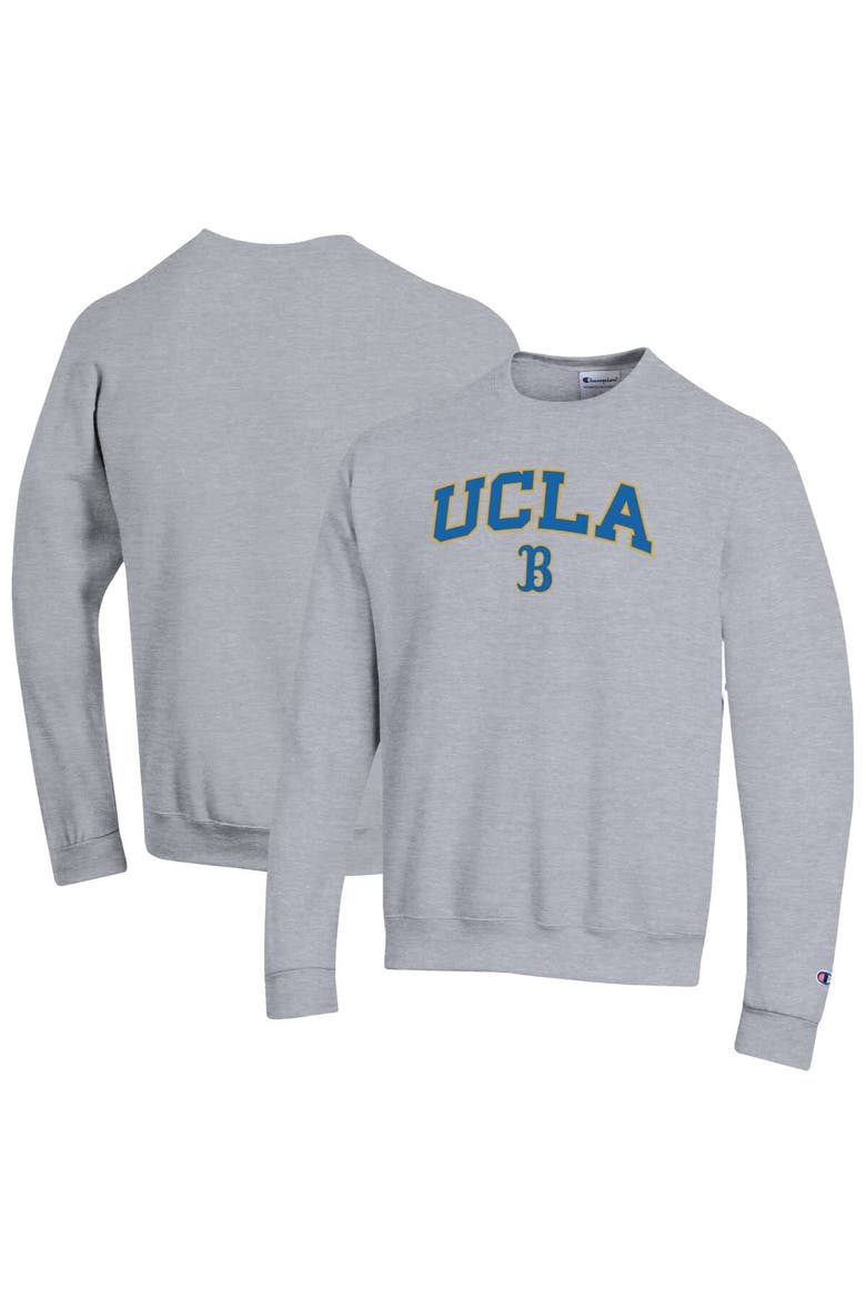 Men's Champion  Heather Gray UCLA Bruins Arch Over Logo Pullover Sweatshirt, Alternate, color, Heather Gray