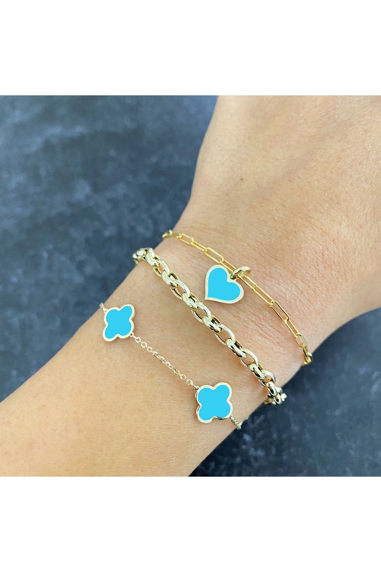 Small Turquoise Clover Bracelet, Alternate, color, Turquoise