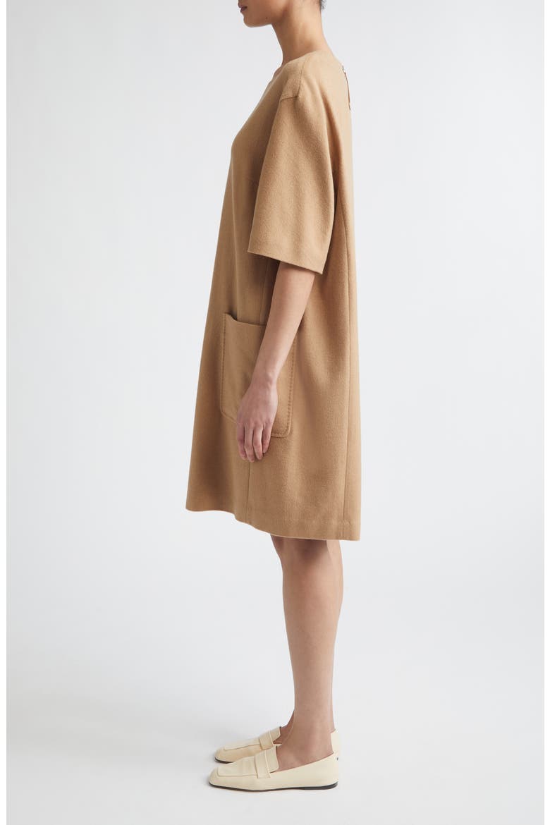 Patch Pocket Camel Hair Shift Dress, Alternate, color, CAMEL