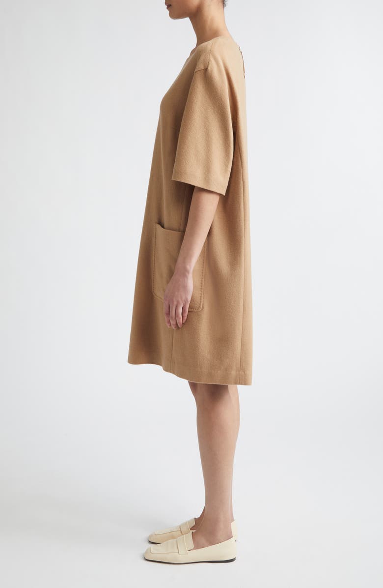 Lafayette 148 New York Patch Pocket Camel Hair Shift Dress, Alternate, color, Camel