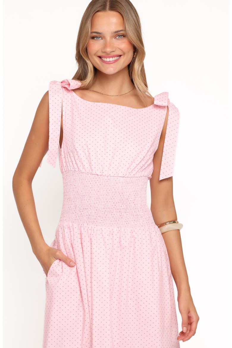 Leticia Polka Dot Cotton Midi Dress, Alternate, color, PINK POLKA DOT