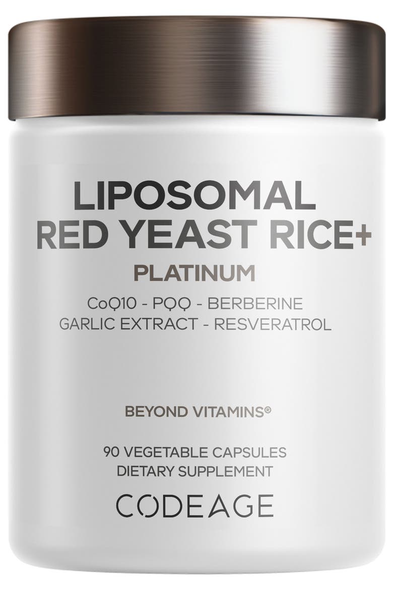 Liposomal Red Yeast Rice Platinum, CoQ10, Berberine, Garlic, Grape Seed, Main, color, White