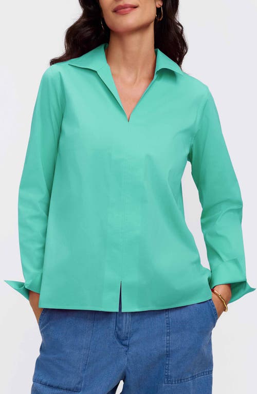 Foxcroft Agnes Split Cuff Popover Blouse In Green