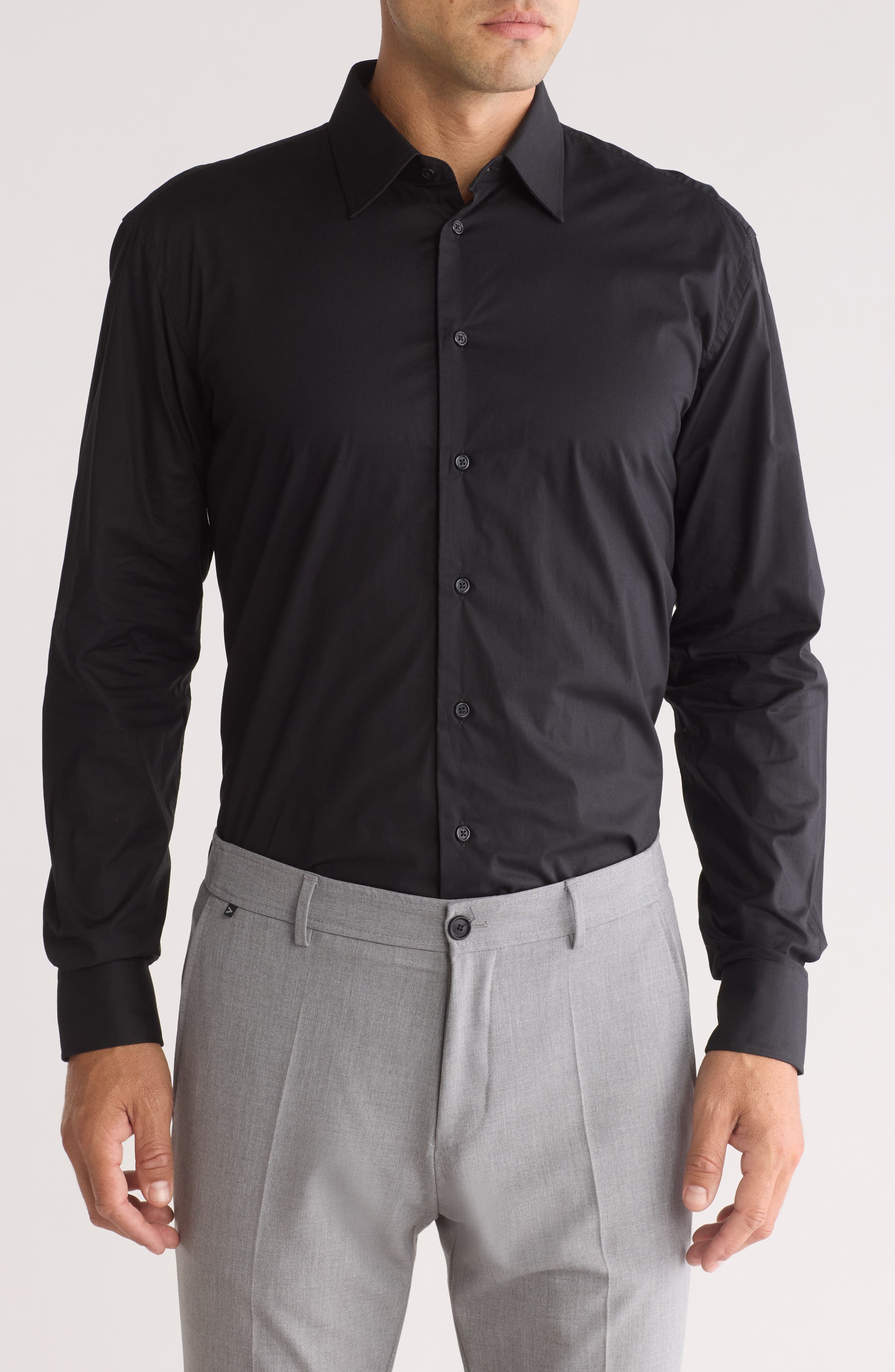 Armani Collezioni Solid Cotton Twill Dress Shirt