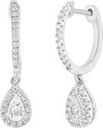 EFFY Sterling Silver Diamond Hoop Drop Earrings