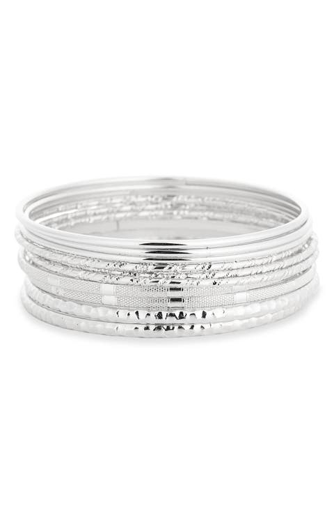 10-Piece Set Mixed Texture Bangle Bracelets