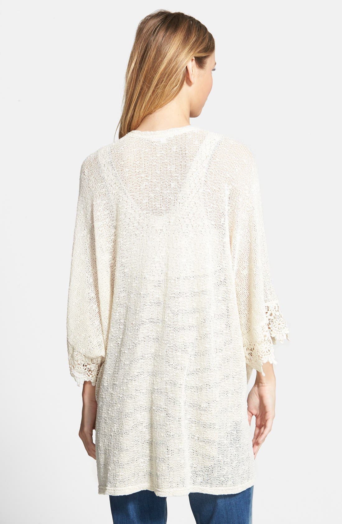 Taylor & Sage Crochet Trim Slub Hacci Knit Kimono | Nordstrom