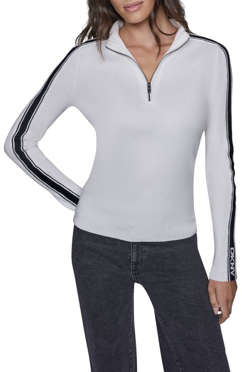 Logo Tape Quarter Zip Sweater