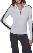 DKNY Logo Tape Quarter Zip Sweater