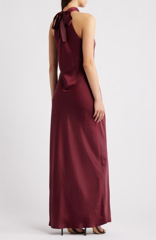 Wayf Violetta Matte Satin Gown In Burgundy