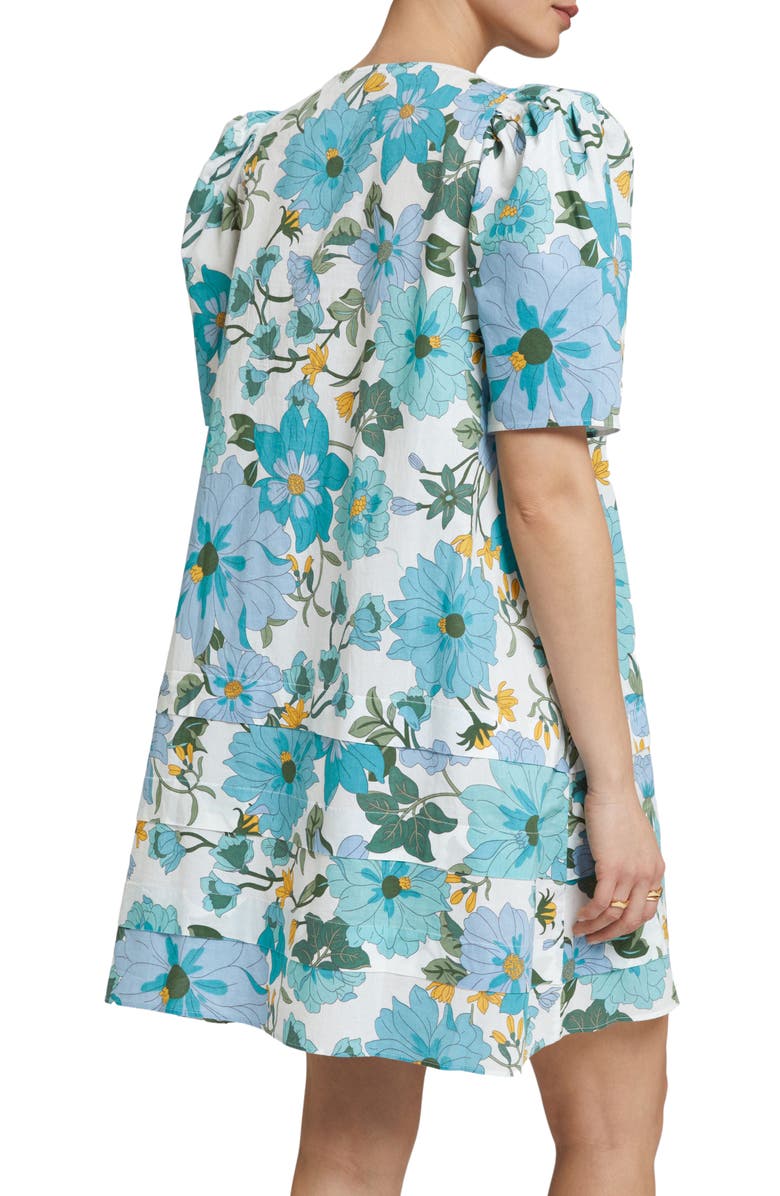 & Other Stories Print Pintuck Puff Sleeve Dress, Alternate, color, Blue