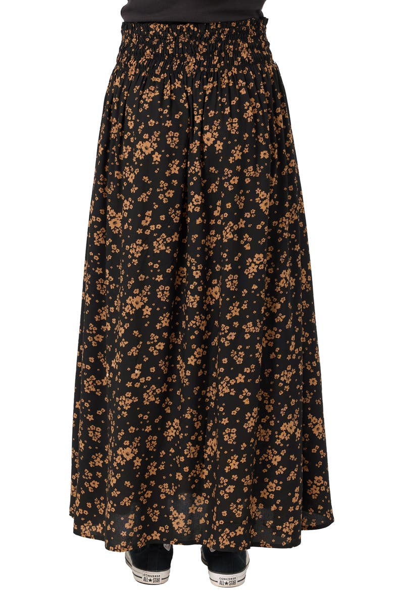 Piper Floral Maxi Skirt, Alternate, color, BLACK