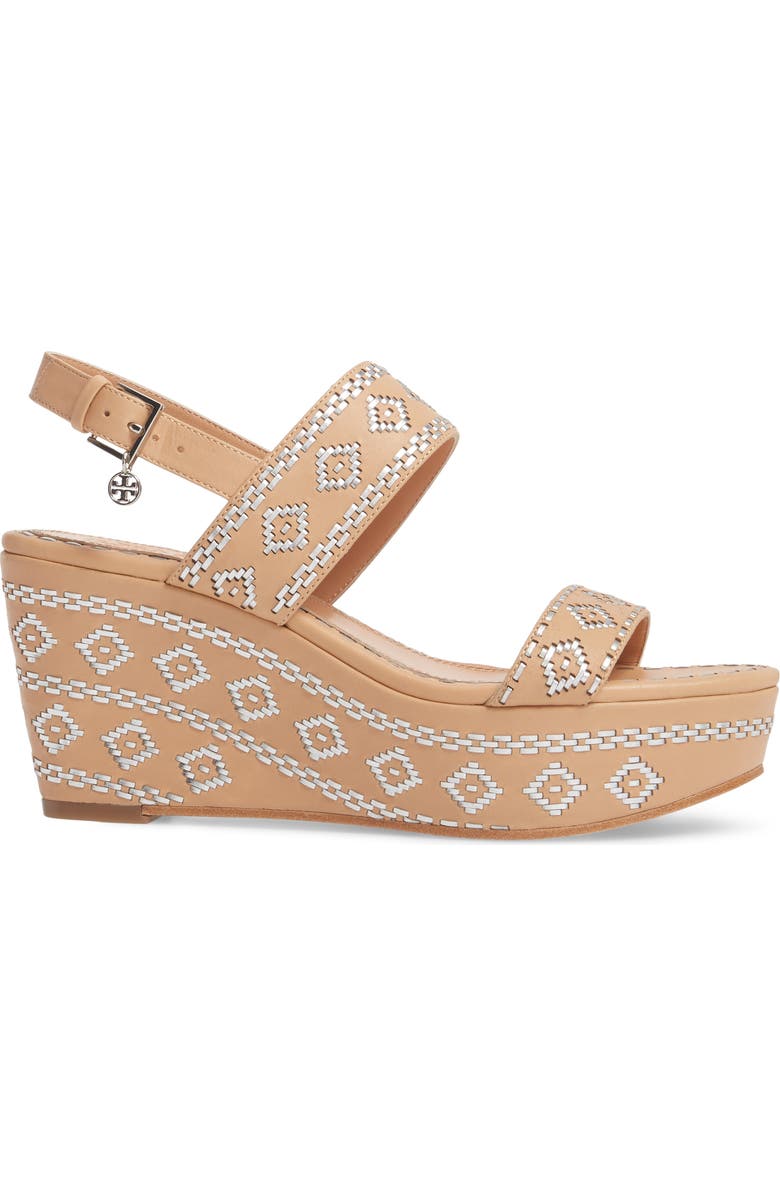 Tory Burch Blake Embroidered Platform Wedge, Alternate, color,