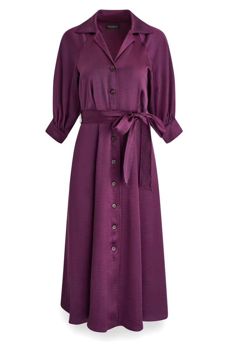 Satin Midi Shirtdress, Alternate, color, BERRY