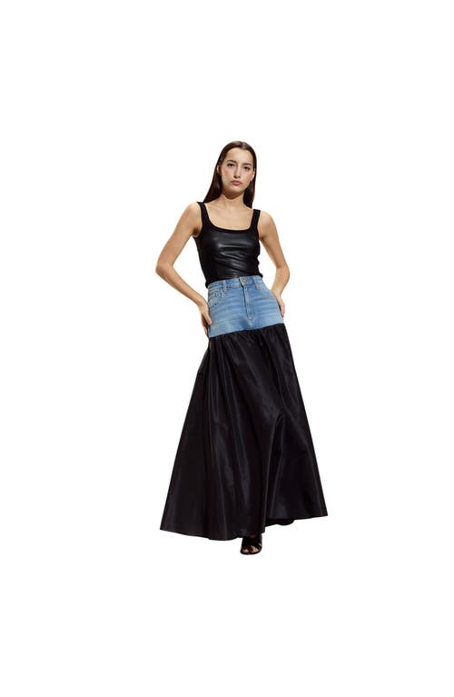 Cynthia Rowley Tribeca Vegan Leather Combo Top In Black