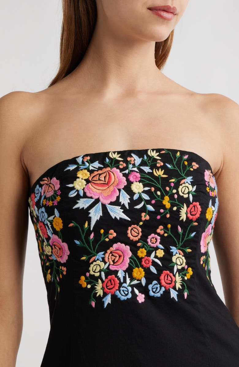 Nobody's Child Alpha Embroidered Strapless Midi Dress, Alternate, color,