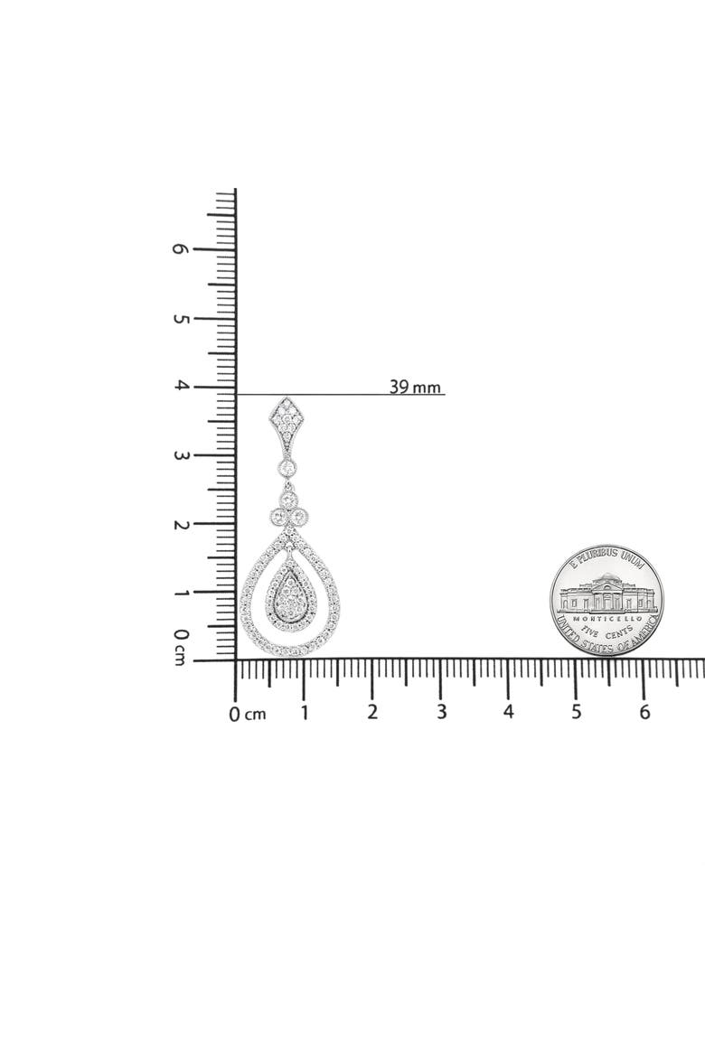 18K White Gold 1 1/4 Ctw Round Diamond Openwork Teardrop-Shaped Dangle Earrings, Alternate, color, White