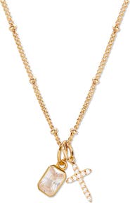 Brook and York Josephine Cross & Birthstone Pendant Necklace