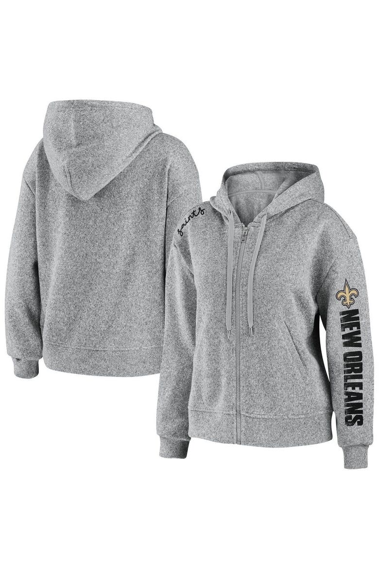 Women's WEAR by Erin Andrews Heathered Gray New Orleans Saints Full-Zip Hoodie, Alternate, color, Heather Gray