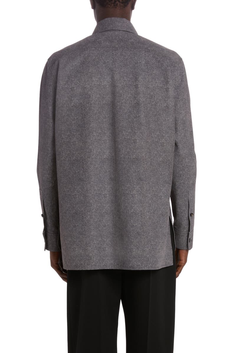 Bottega Veneta Flannel Print Lambskin Leather Shirt Jacket, Alternate, color, 1307 Charcoal Melange
