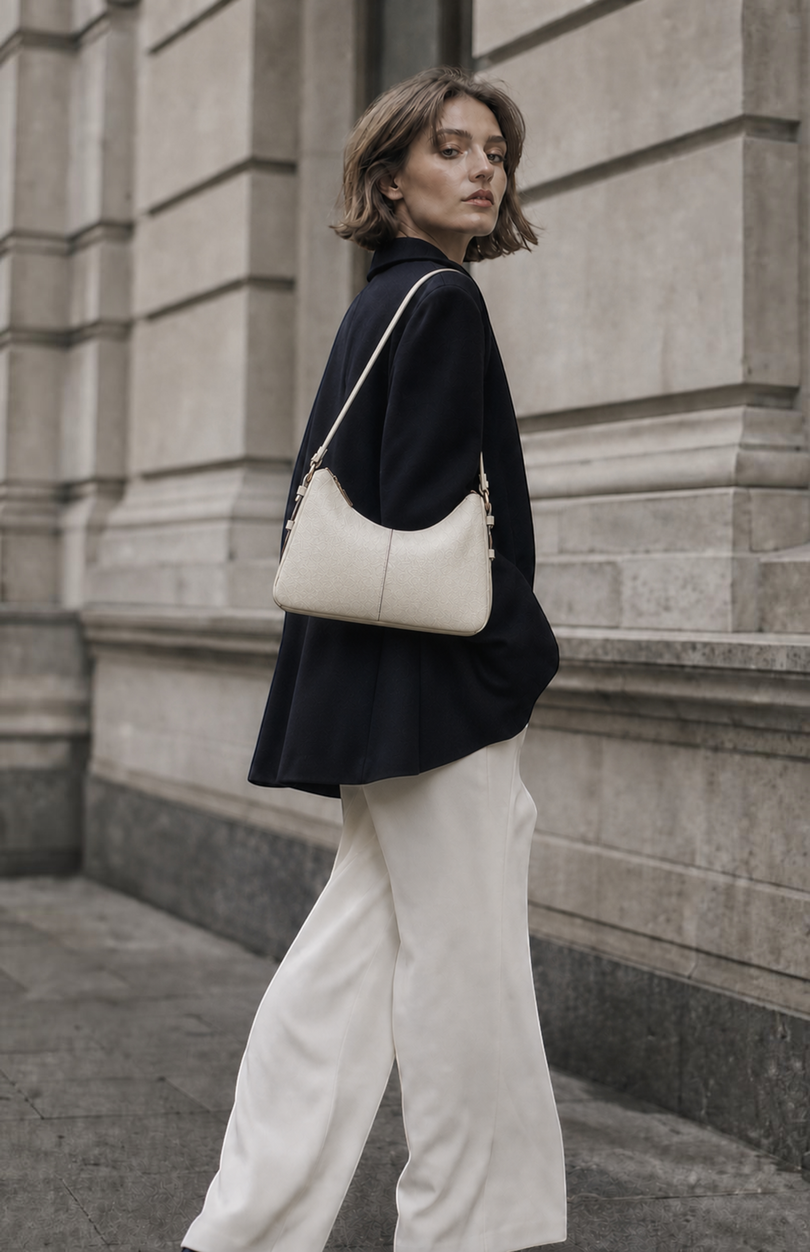 Madolyn Genuine Pebble Leather Shoulder Bag, Alternate, color, Creamy White