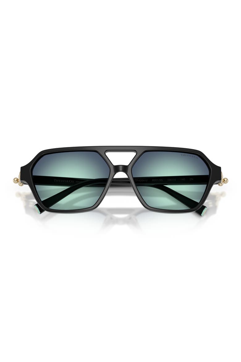 58mm Square Sunglasses, Alternate, color, BLACK / AZURE RADIAL BLUE