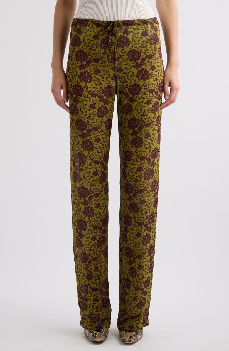 Dries Van Noten Pachas Floral Georgette Drawstring Pants, Main, color, 