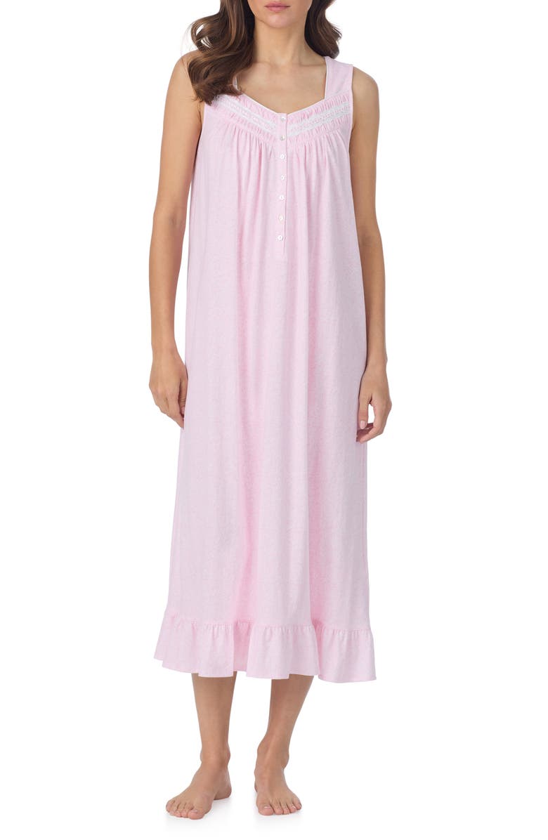Eileen West Cotton Nightgown, Main, color, Pink/ White