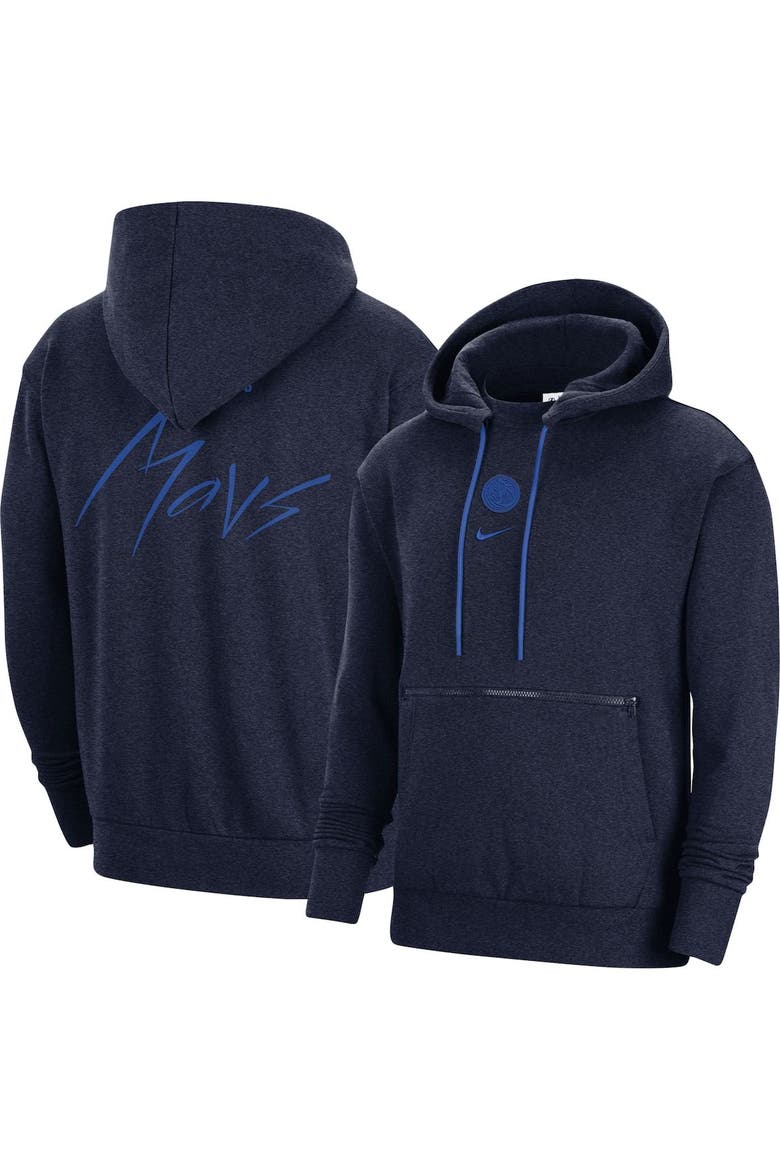 Men's Nike Heather Navy Dallas Mavericks Courtside Versus Flight Pullover Hoodie, Main, color, Heather Navy