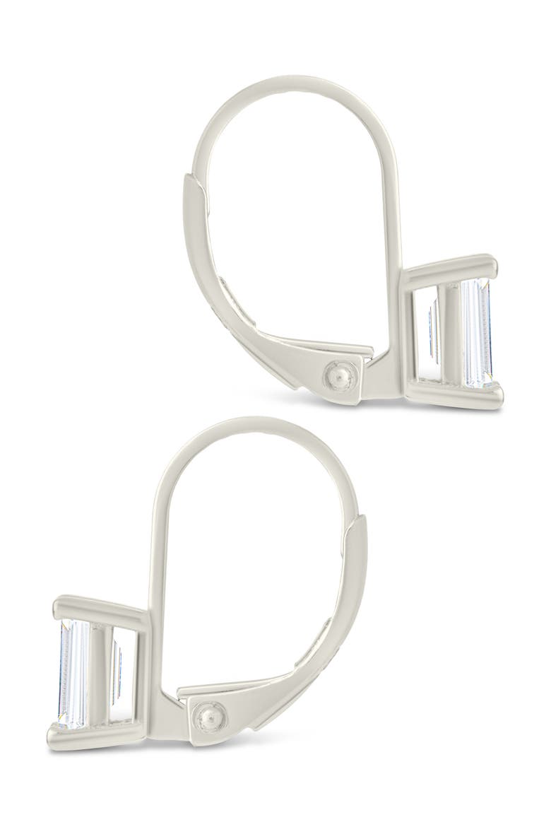 Emerald Cut Cubic Zirconia Lever-Back Earrings, Alternate, color, SILVER