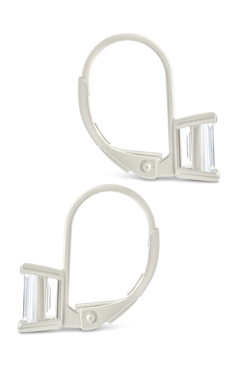 Sterling Forever Emerald Cut Cubic Zirconia Lever-Back Earrings, Alternate, color, Silver