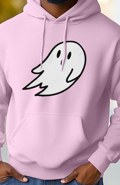 Dalix Giant Ghost Fleece Hoodie In Light Pink