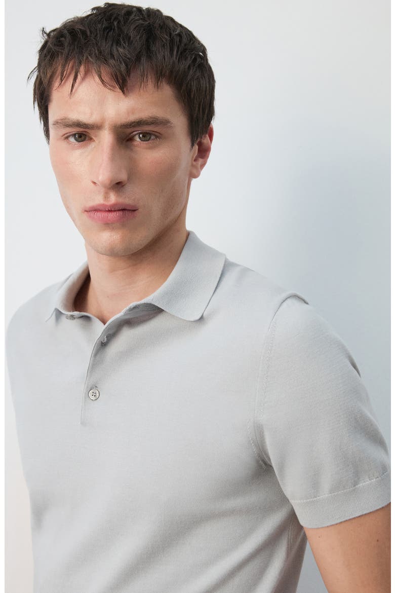 Fine Knit Cotton Polo, Alternate, color, ICE GREY