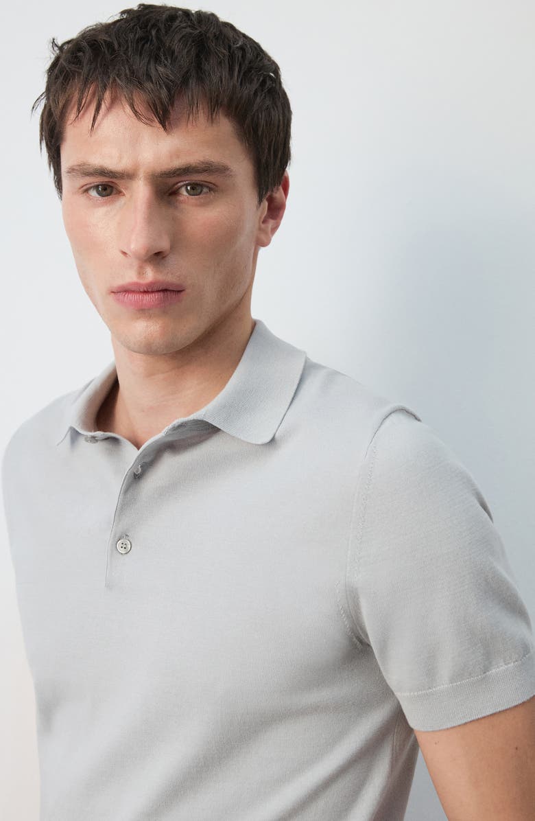 MANGO Fine Knit Cotton Polo, Alternate, color, Ice Grey