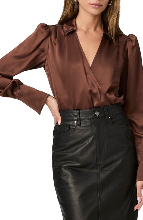 Nyla Long Sleeve Silk Satin Bodysuit